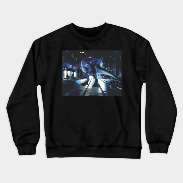 T-Rex Downtown Rampage Crewneck Sweatshirt by MerlinArt